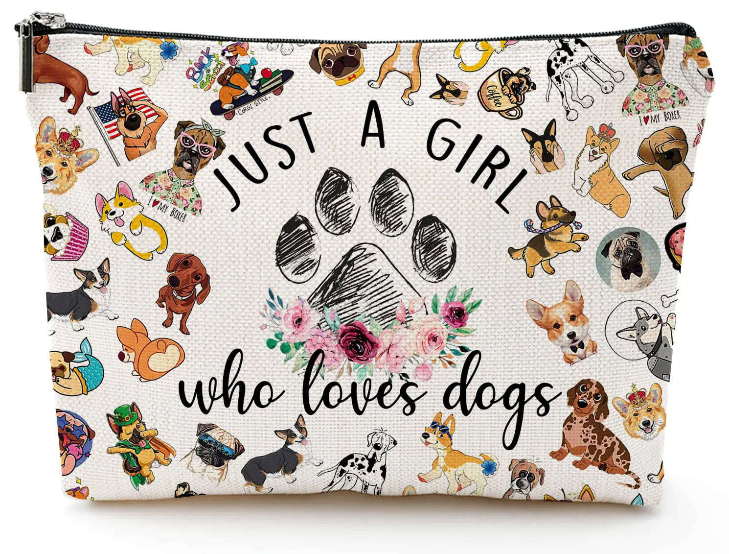 “Just a Girl Who Loves Dogs” Makeup Bag