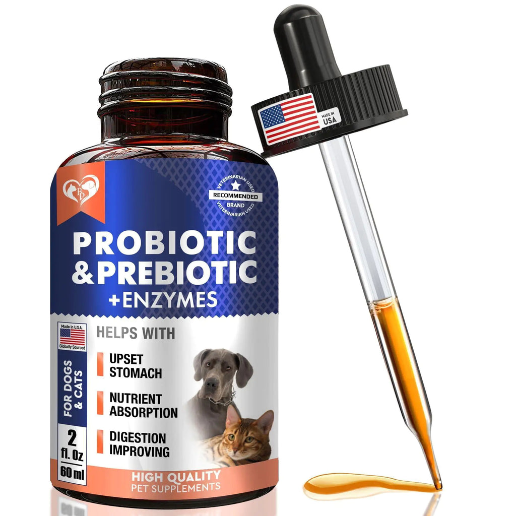 Probiotics & Prebiotics with Enzymes for Dogs and Cats – Digestive & Gut Flora Health Supplement
