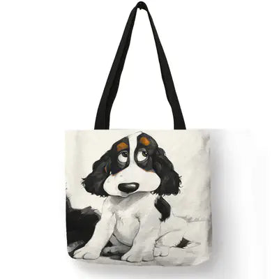 Dog Kiss Handbag – Stylish Linen Tote