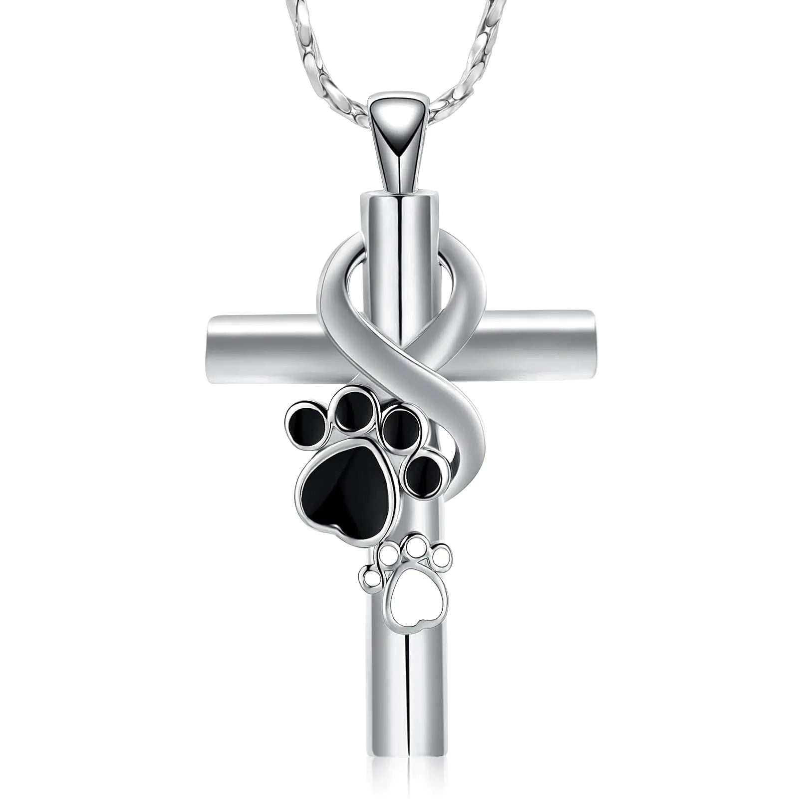 Pet Paw Print Cross Urn Necklace