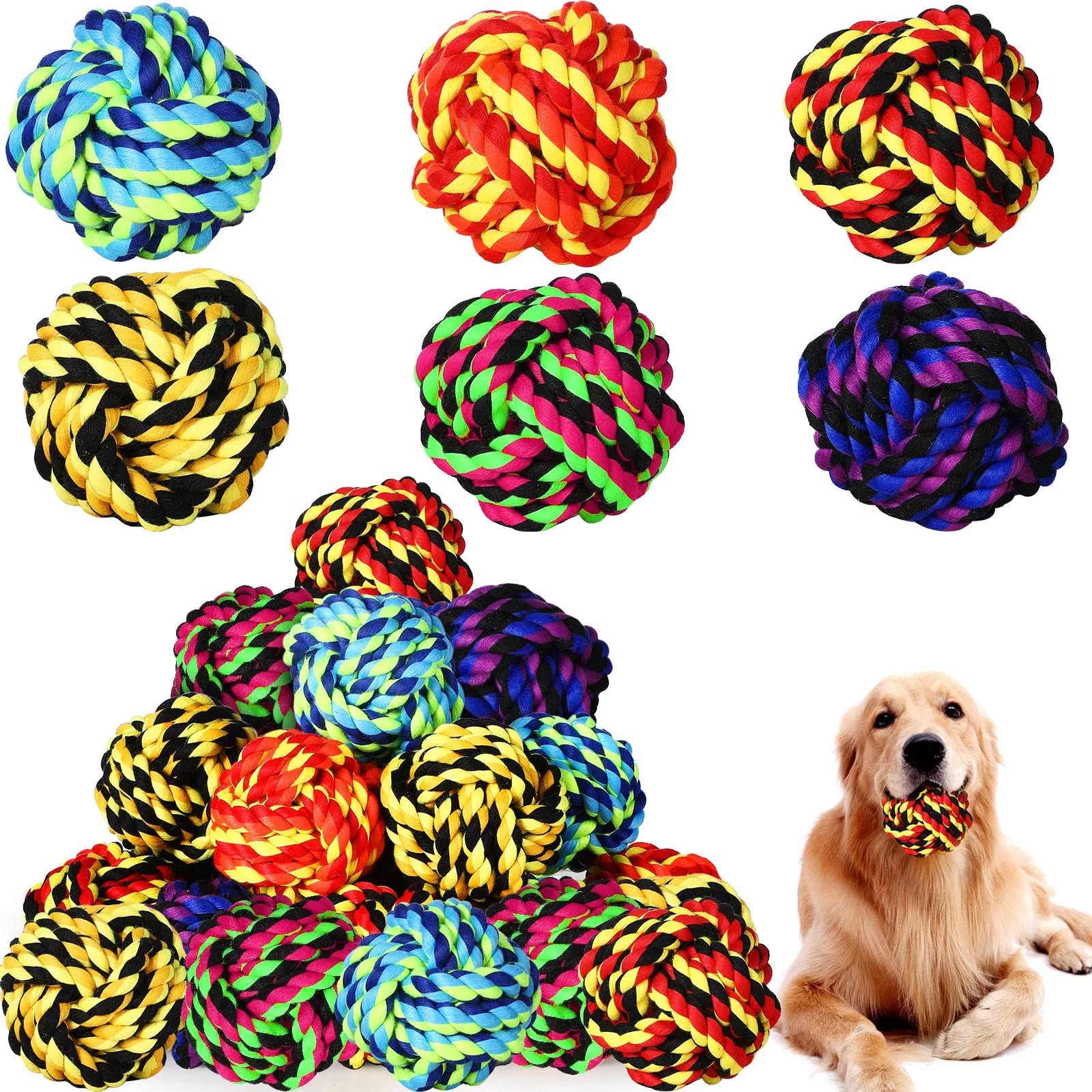 18-Pcs Dog Rope Ball Toy – Chew & Play Pack
