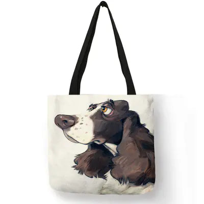 Dog Kiss Handbag – Stylish Linen Tote
