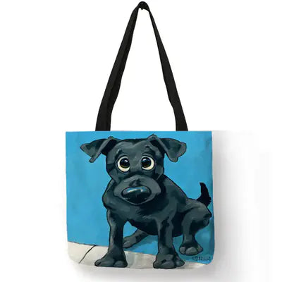 Dog Kiss Handbag – Stylish Linen Tote