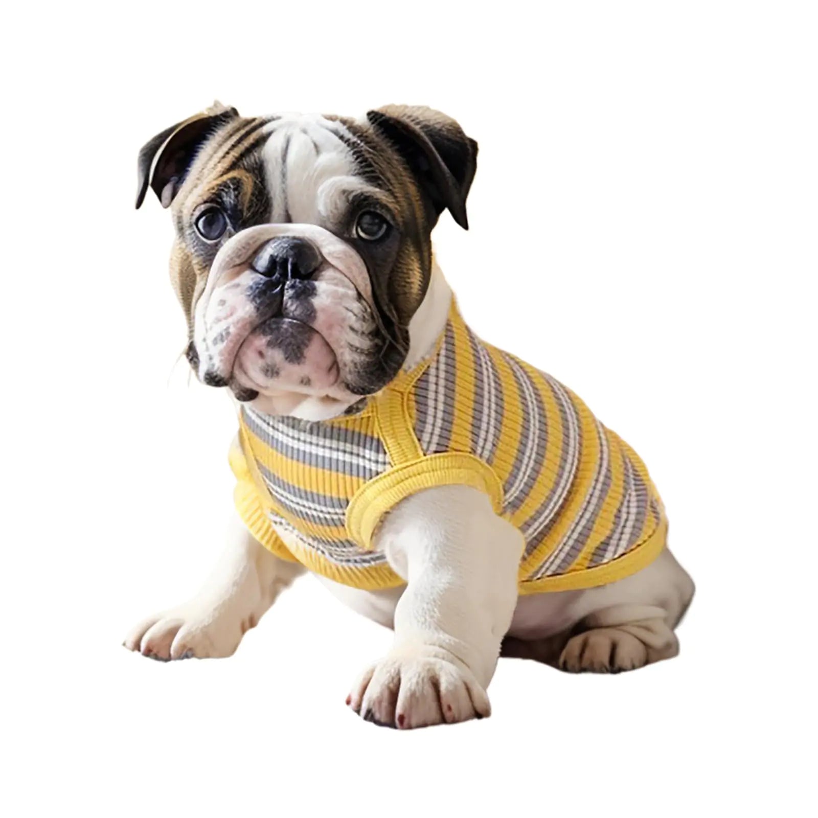 JcDuDoi Small Dog T-ShirtLight Weight Stretchy Striped Dog ClothesBreathable Soft Sleeveless Dog Costume for Girl Boy Puppy Chihuahua Yorkie Pet Pullover Outfit Cat Vest (Yellow Small)