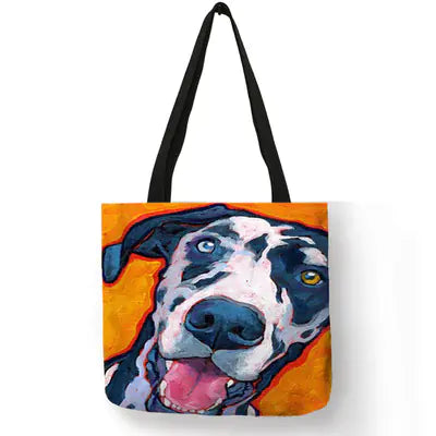 Dog Kiss Handbag – Stylish Linen Tote