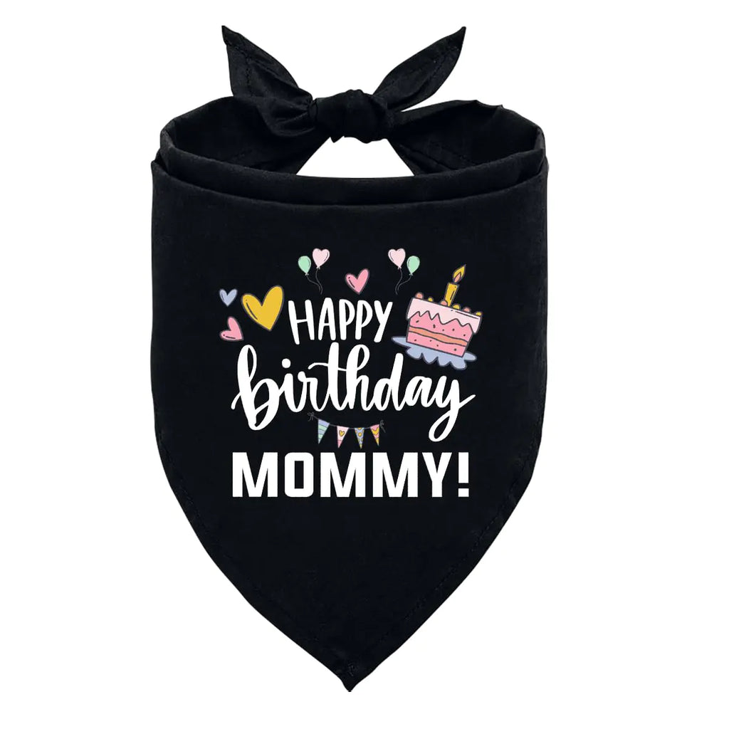 Happy Birthday Mom Dog Bandana Black Dog Bandana Pet Dog Scarf Accessories Pet Dog Triangle Scarf Funny Cute Dog Bandana Dog Bandana for Large Dogs Gift for Dog Lover (L)