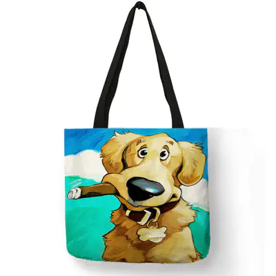 Dog Kiss Handbag – Stylish Linen Tote