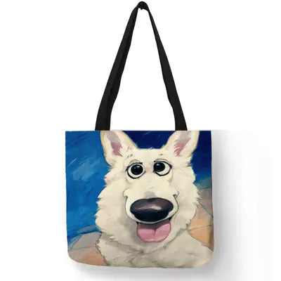Dog Kiss Handbag – Stylish Linen Tote