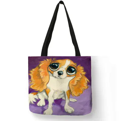 Dog Kiss Handbag – Stylish Linen Tote
