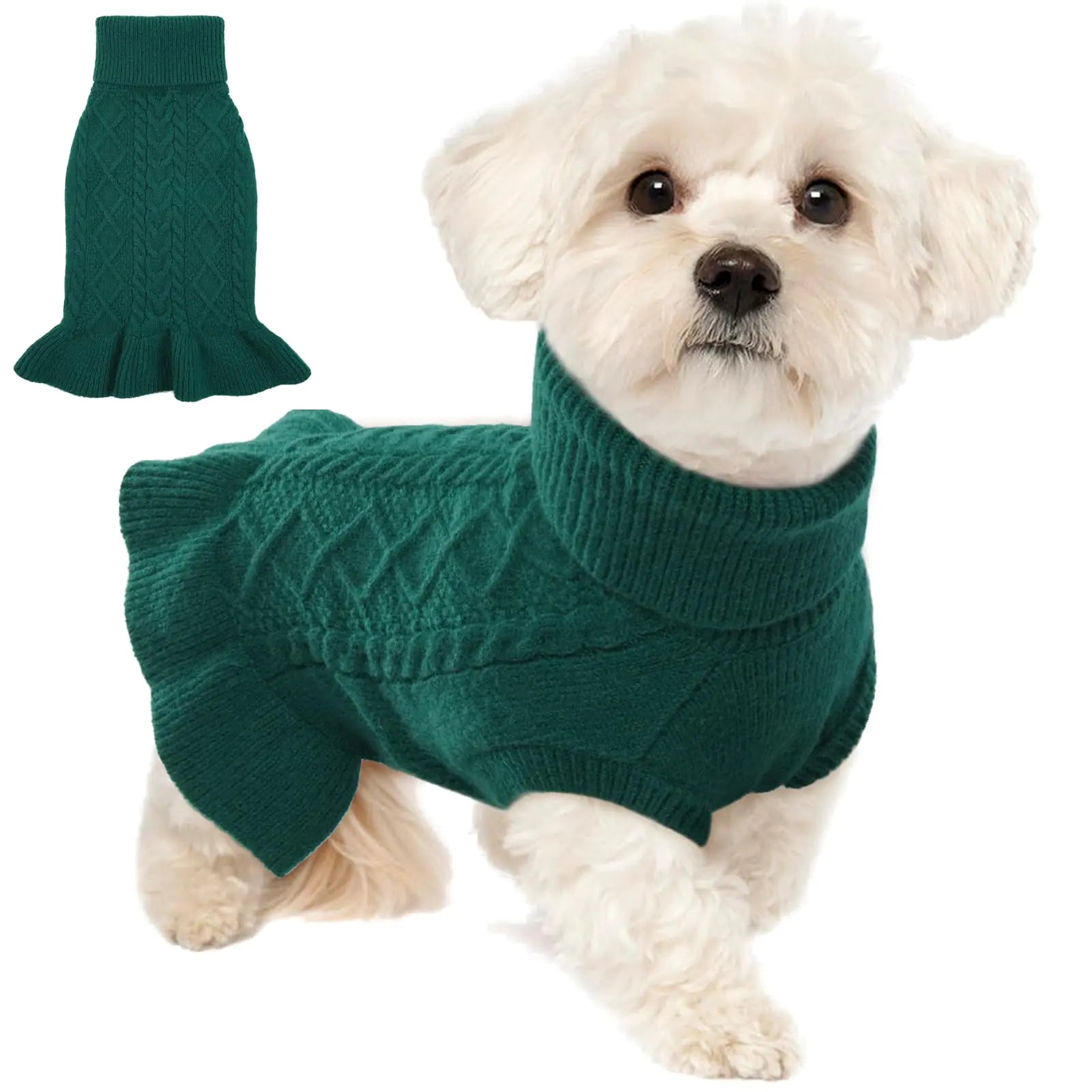 Lelepet Dog Sweater Dog Sweaters for Small Dogs Small Dog Sweater Turtleneck Dog Knitwear Sweatshirt Cable Knit Warm Dog Dress Puppy Fall Pet Sweater Yorkie Chihuahua Dog Christmas Sweater