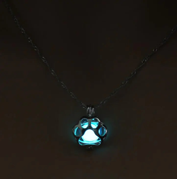 Glowing Dog Paw Pendant – Openable Memorial Necklace