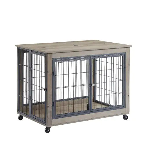 Furniture-Style Dog Crate Side Table with Wheels