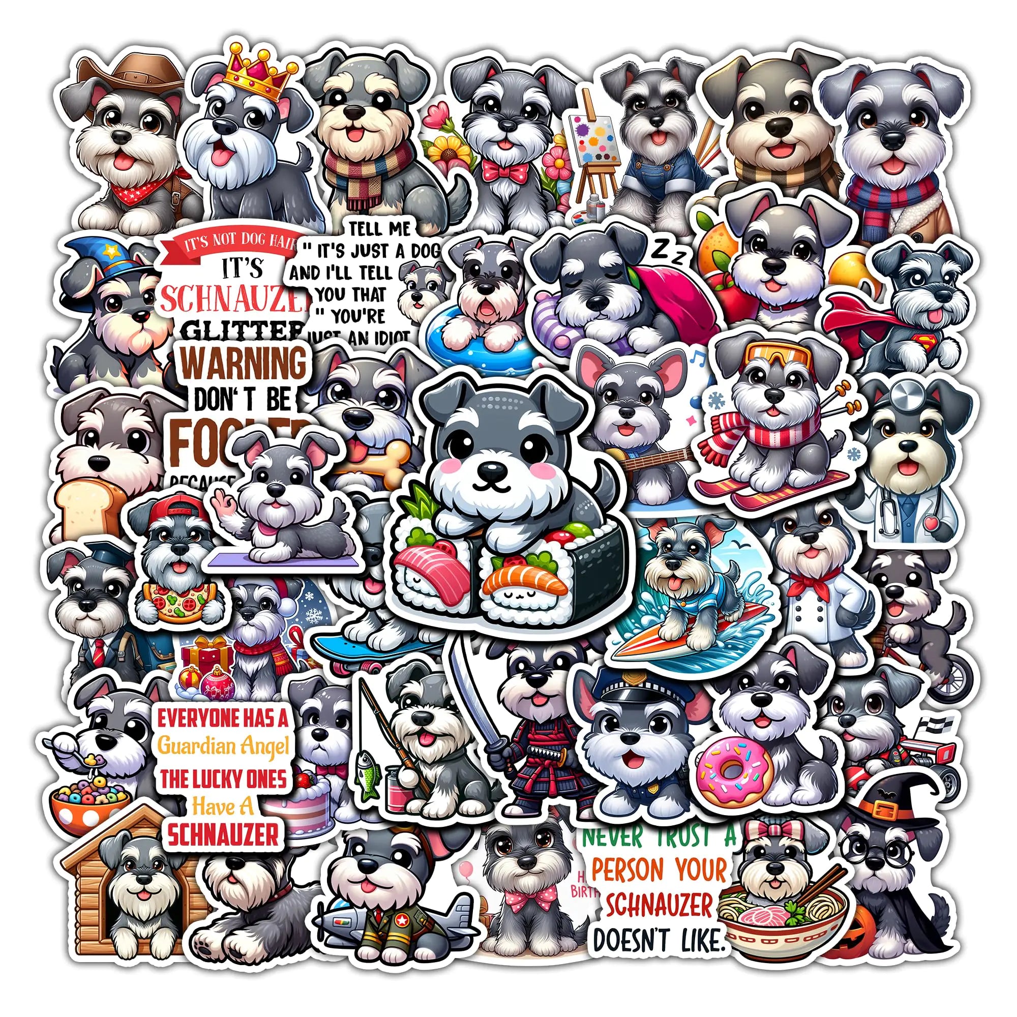 Pack of 50 Schnauzer Dog Stickers – Waterproof Vinyl Decals