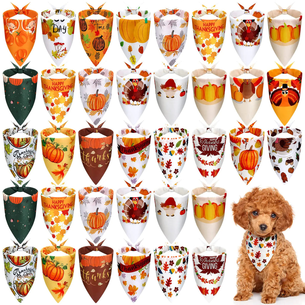 Frienda 20 Pieces Dog Bandana Dog Bandanna Point Adjustable and Washable Dog Triangle Scarf Dog Kerchiefs Dog Bib Accessories for Small to Medium Dog Puppy Cat(Pumpkin)