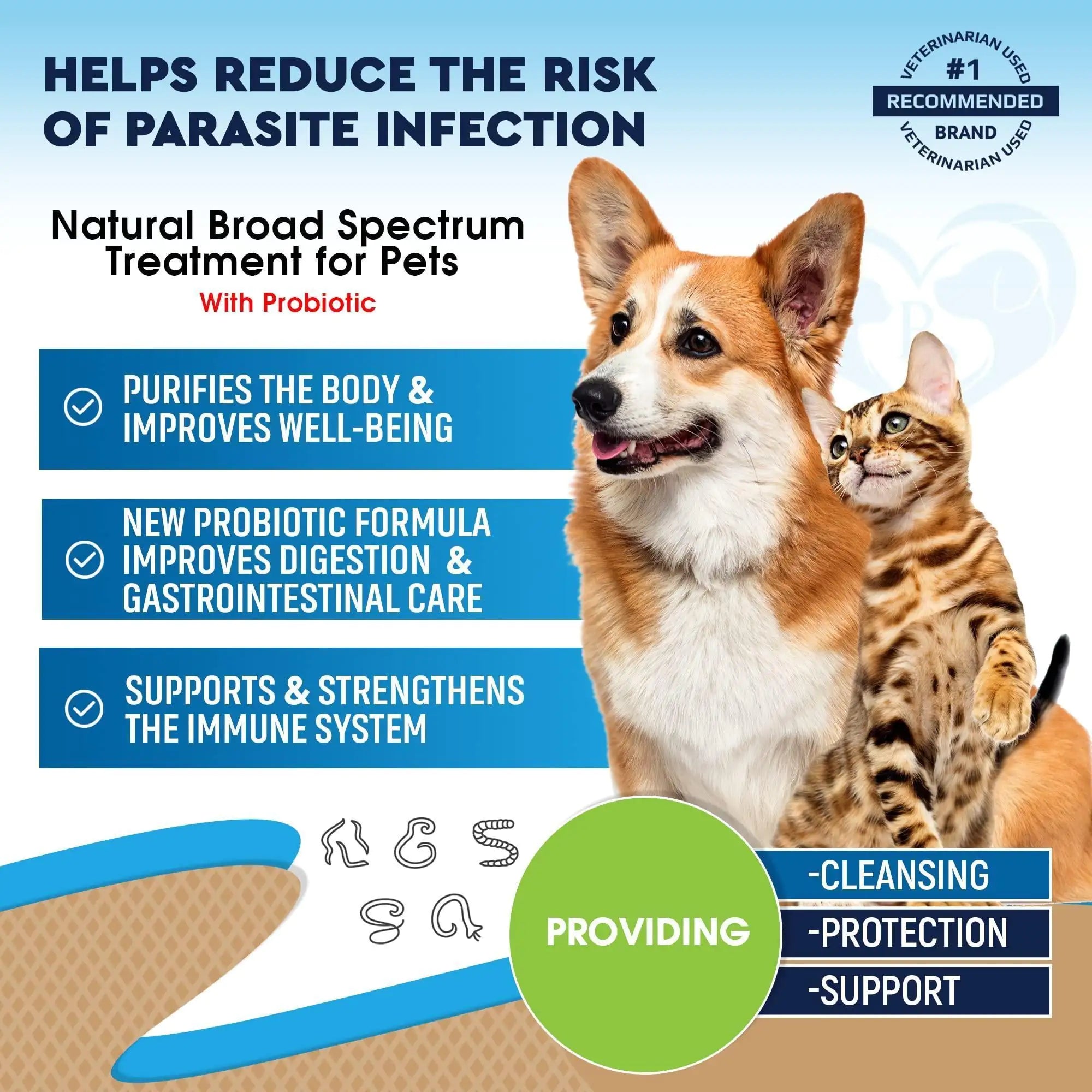 Natural Worm Treatment with Probiotics for Dogs & Cats – Daily Herbal Liquid Medicine