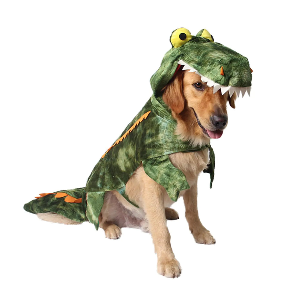 MUYAOPET Large Dog Costume Halloween Dog Crocodile Costume Pets Winter Warm Coat Jumpsuits (XL Green)