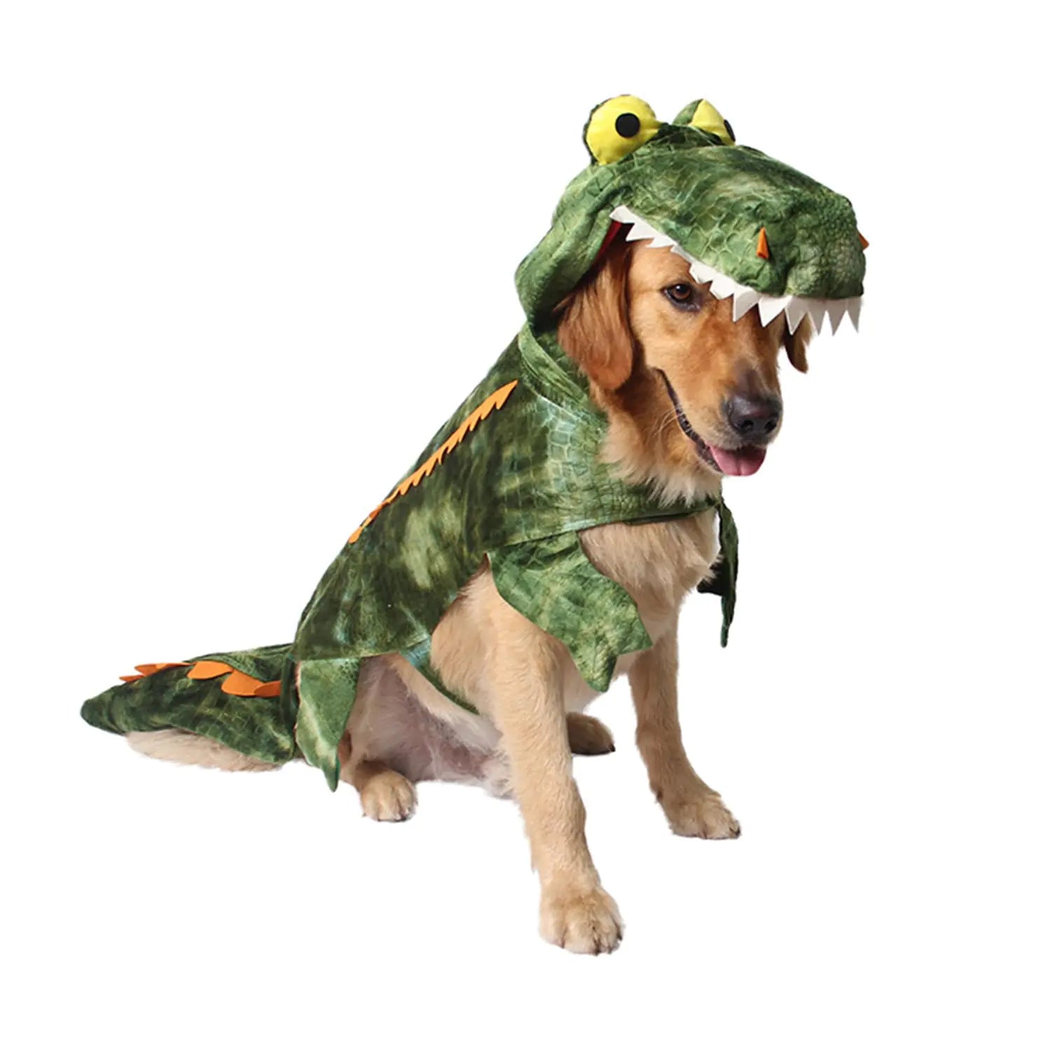 MUYAOPET Large Dog Costume Halloween Dog Crocodile Costume Pets Winter Warm Coat Jumpsuits (XL Green)
