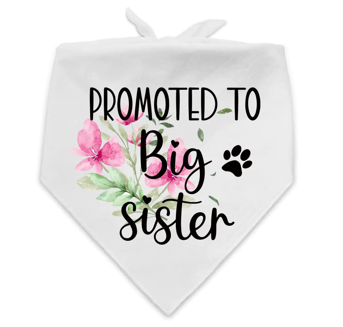 “Promoted to Big Sister” Dog Bandana