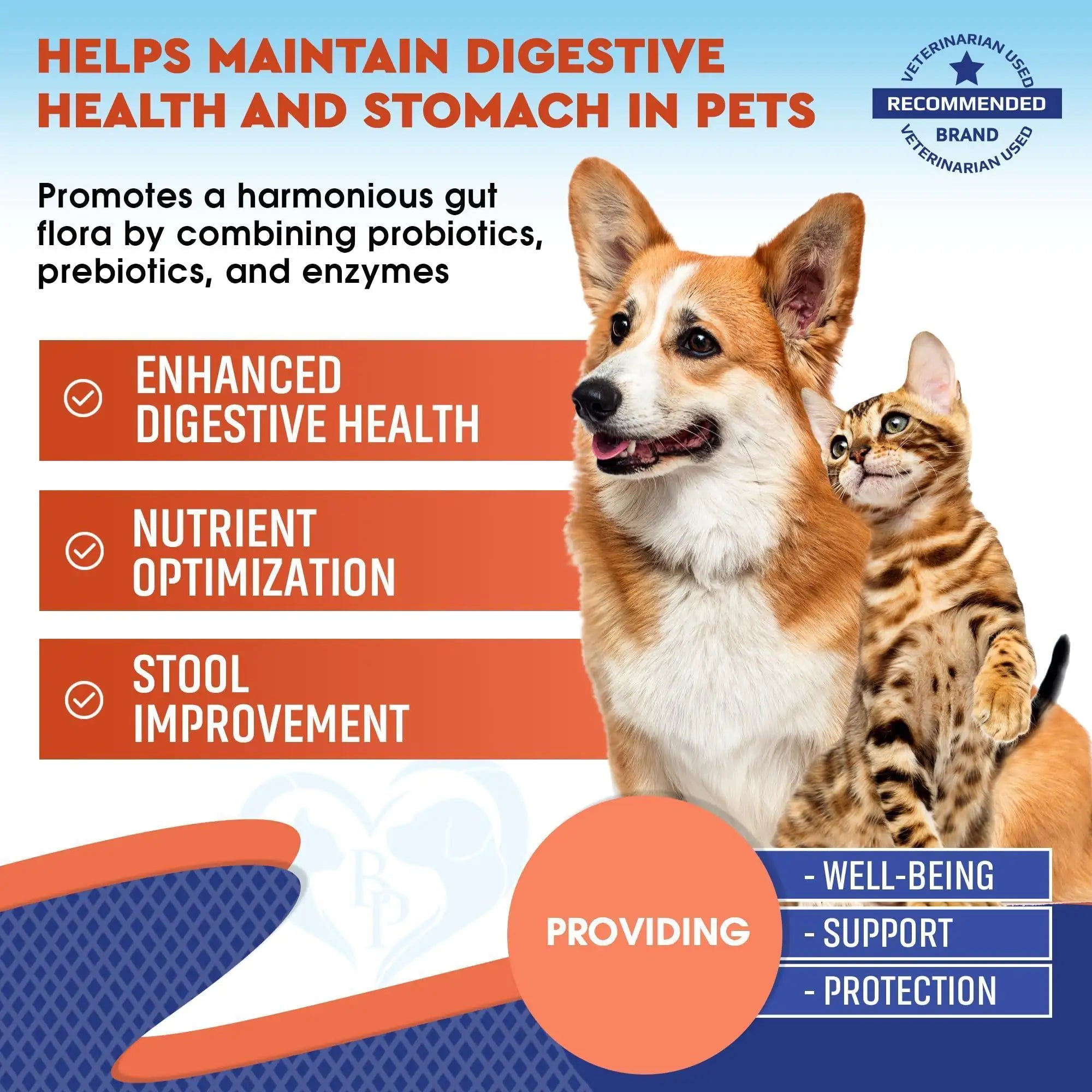 Probiotics & Prebiotics with Enzymes for Dogs and Cats – Digestive & Gut Flora Health Supplement