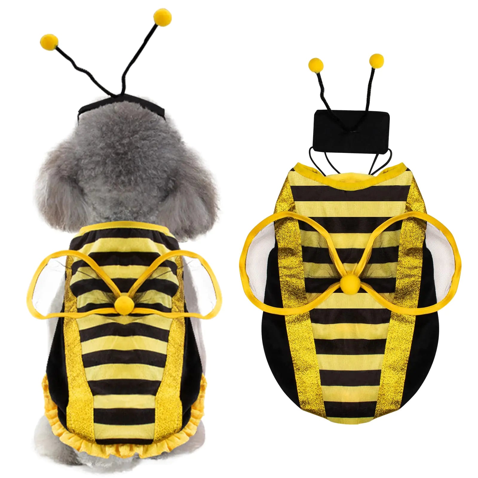 Dog Bee Costume Halloween Costumes for Dogs Pet Bee Costume Halloween Bee Dog Costume Pet Bumblebee Costume Dog Bumblebee Costume Pet Halloween Costumes with Cap for Small Medium Large Dogs Cats