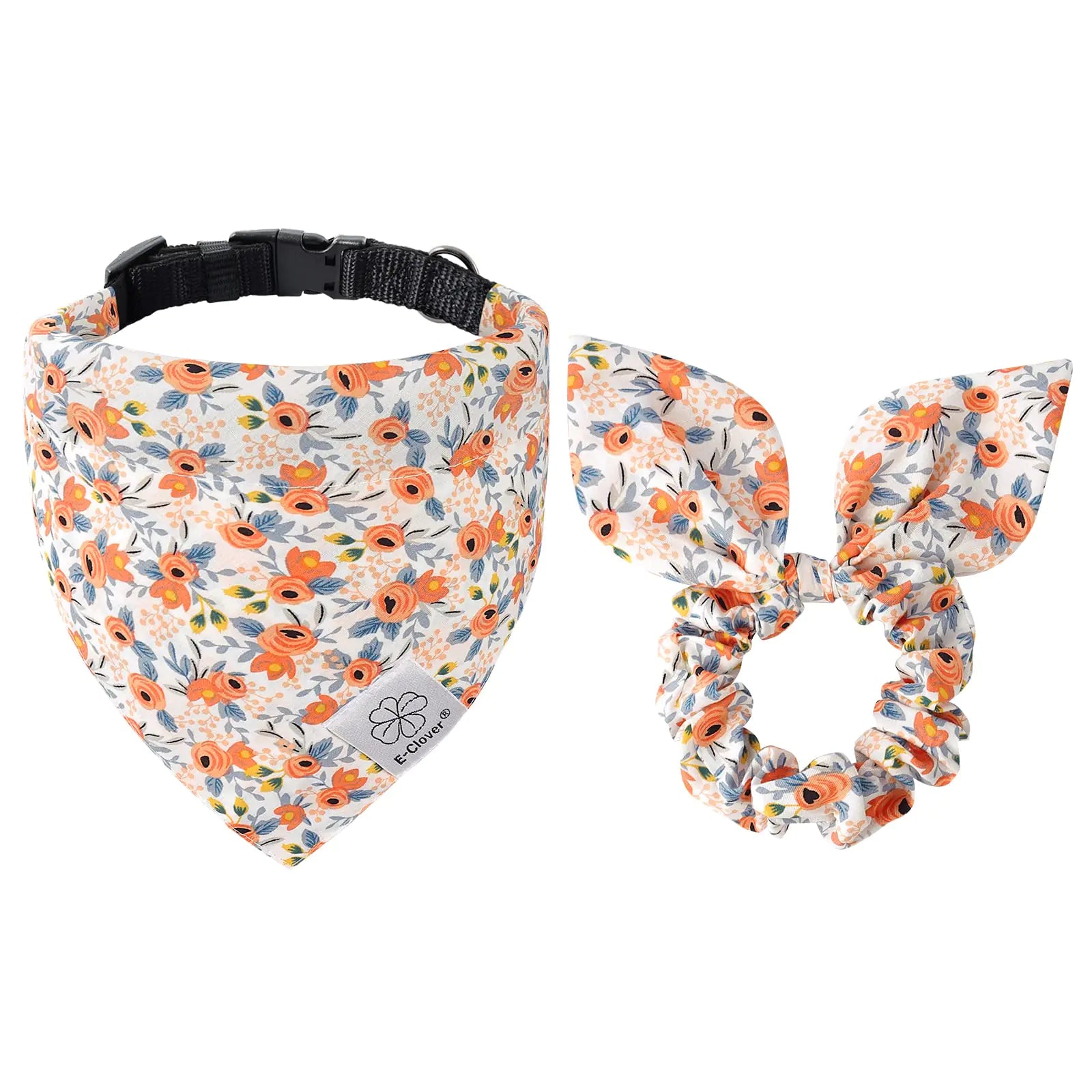 Floral Dog Collar & Matching Scrunchie Set