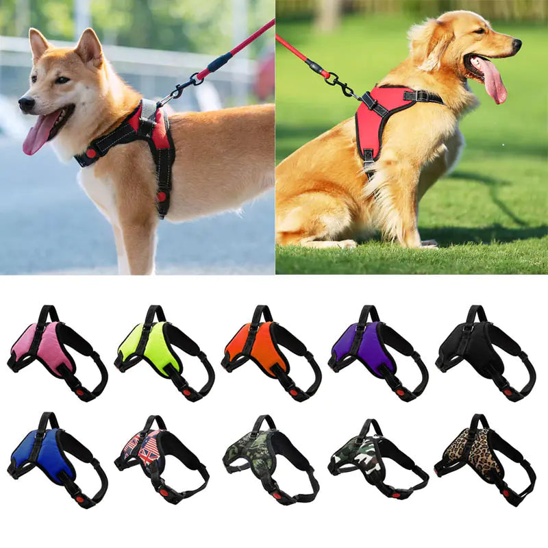 Adjustable Dog Harness and Reflective Leash Set