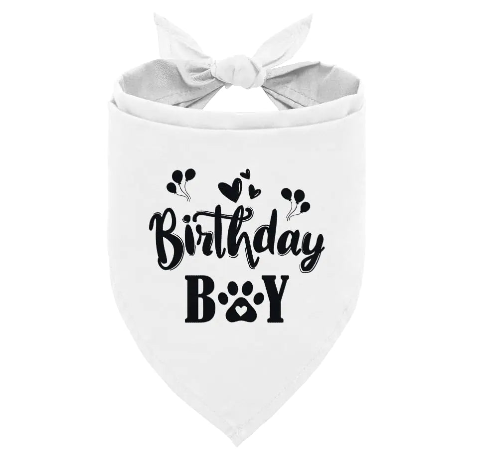 Birthday Boy Dog Bandana White Dog Bandana Funny Cute Dog Bandana Pet Dog Triangle Scarf Pet Dog Scarf Accessories Gift for Dog Lover Dog Bandana for Small Medium Large Dogs (D30)