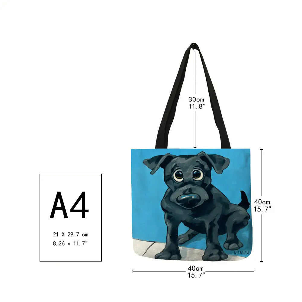 Dog Kiss Handbag – Stylish Linen Tote