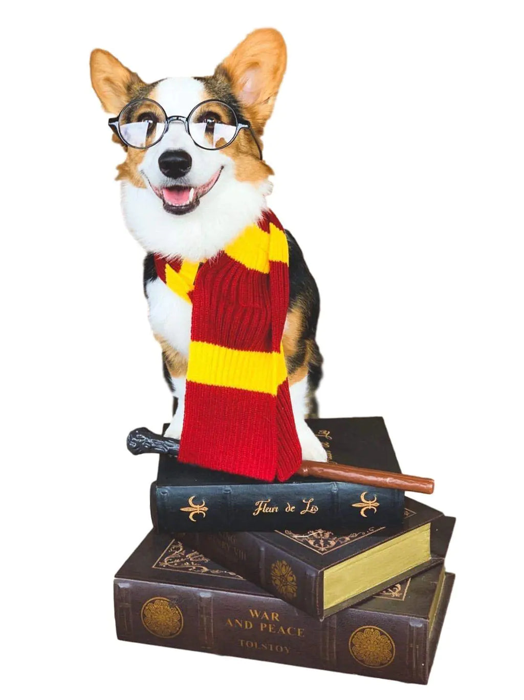 ComfyCamper Red Yellow Striped Scarf Dog Costume - X Large Medium Small French Lab Clothes Cosplay Halloween Costumes L Red